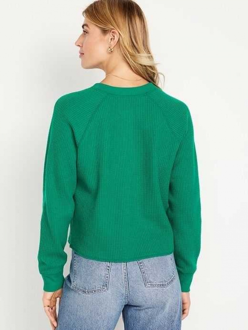 Old Navy Plush Waffle-Knit Henley Top Serpentine | WXO659028