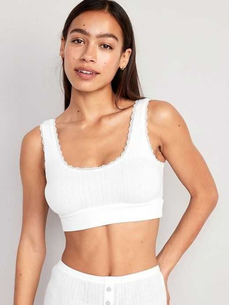 Old Navy Pointelle-Knit Bralette Top White | ZML465210