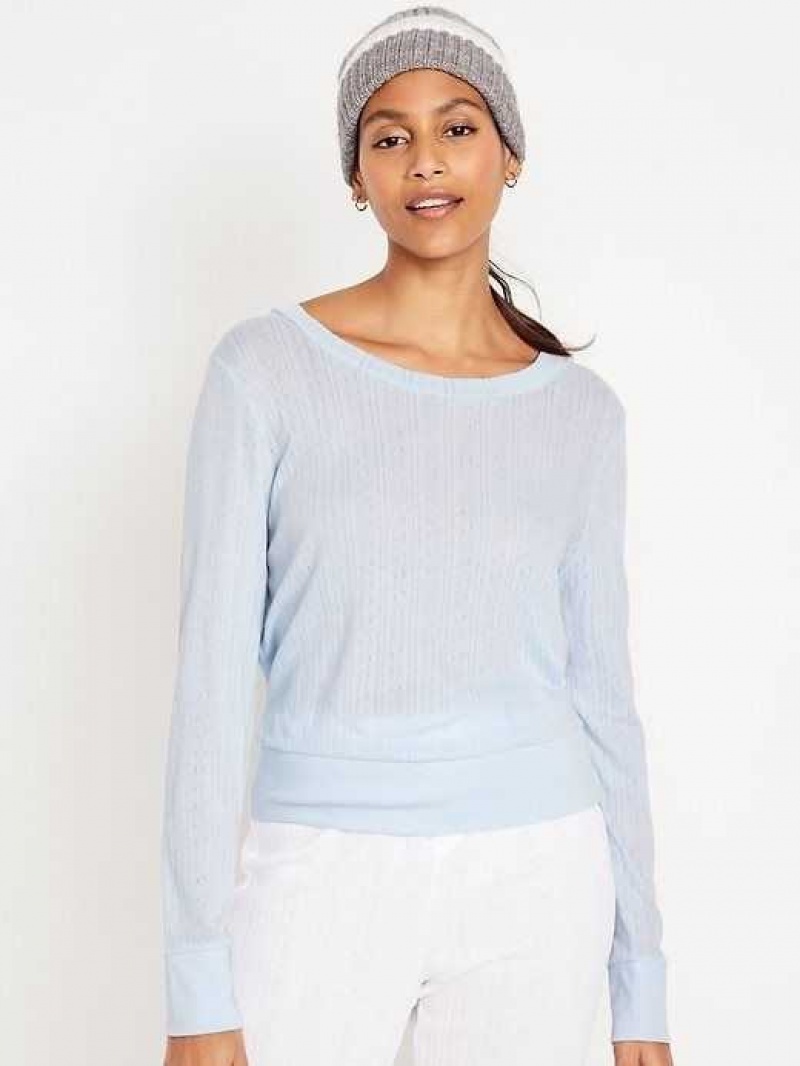 Old Navy Pointelle-Knit Cropped Pajama Top Rock Pool | SDM987216