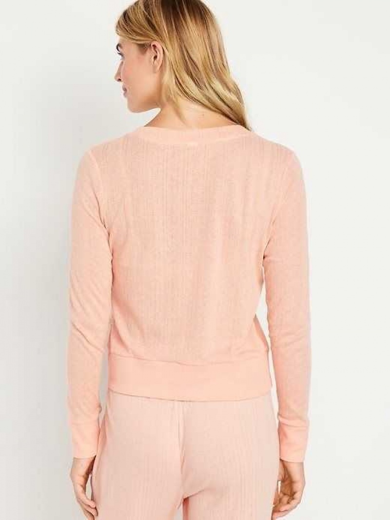 Old Navy Pointelle-Knit Cropped Pajama Top Coral | RKE261094