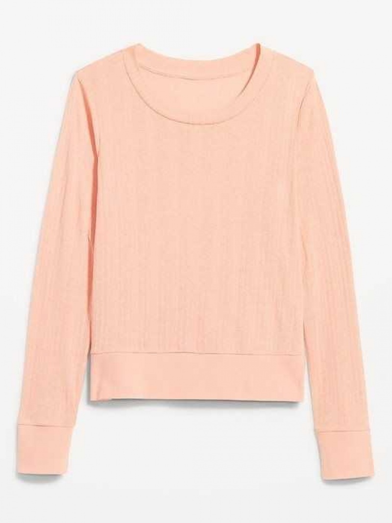 Old Navy Pointelle-Knit Cropped Pajama Top Coral | RKE261094