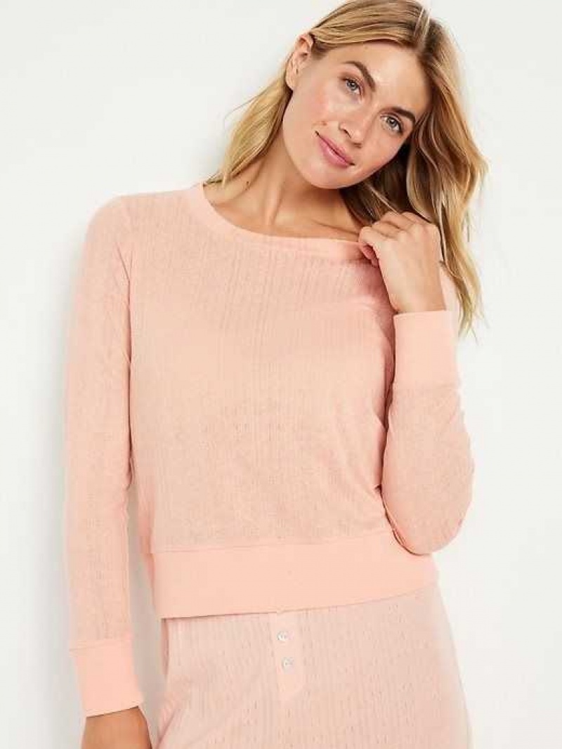 Old Navy Pointelle-Knit Cropped Pajama Top Coral | RKE261094