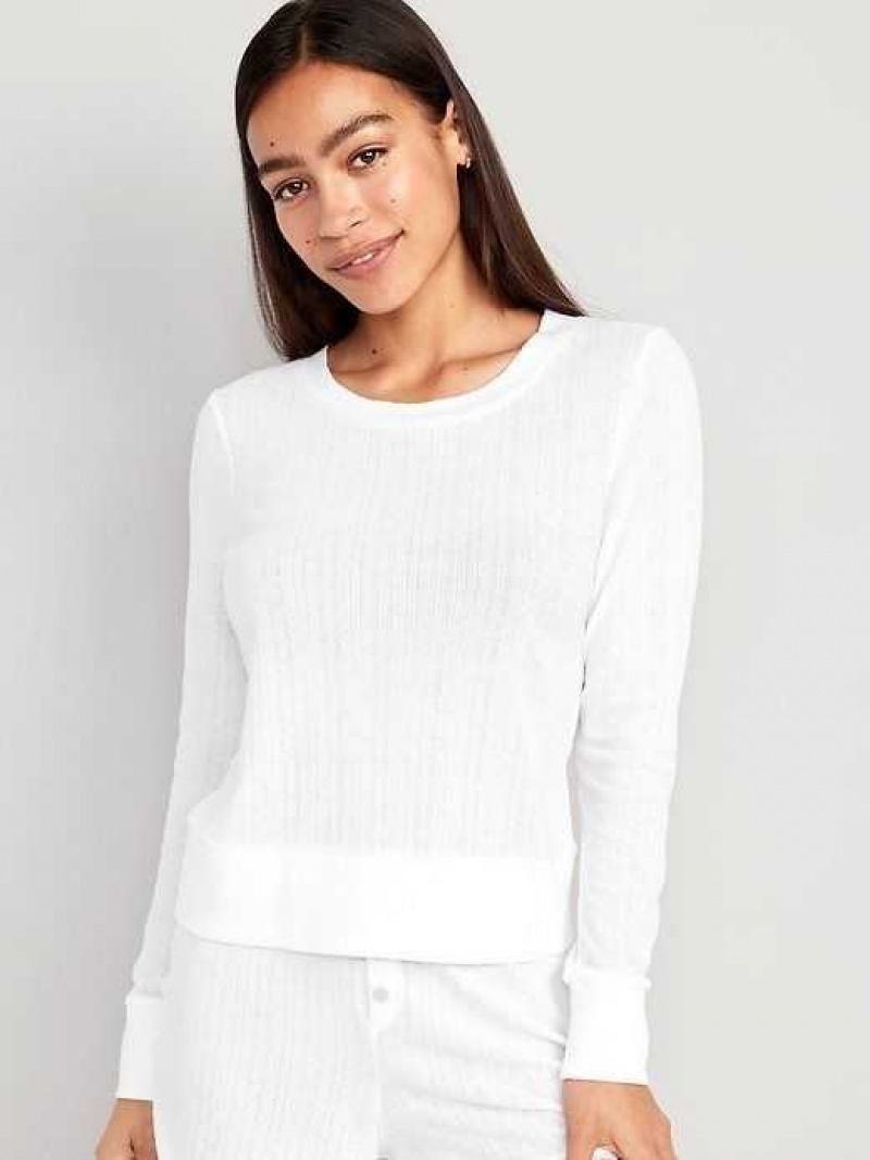 Old Navy Pointelle-Knit Cropped Pajama Top White | KZW952173