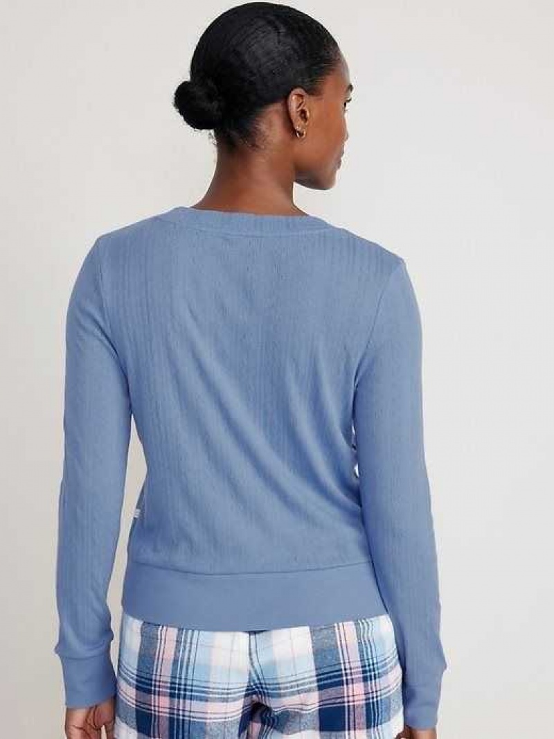 Old Navy Pointelle-Knit Cropped Pajama Top Blue | JBC763925