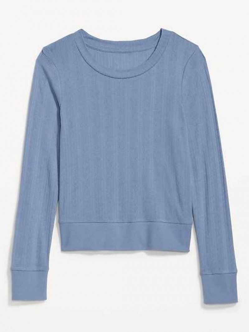 Old Navy Pointelle-Knit Cropped Pajama Top Blue | JBC763925