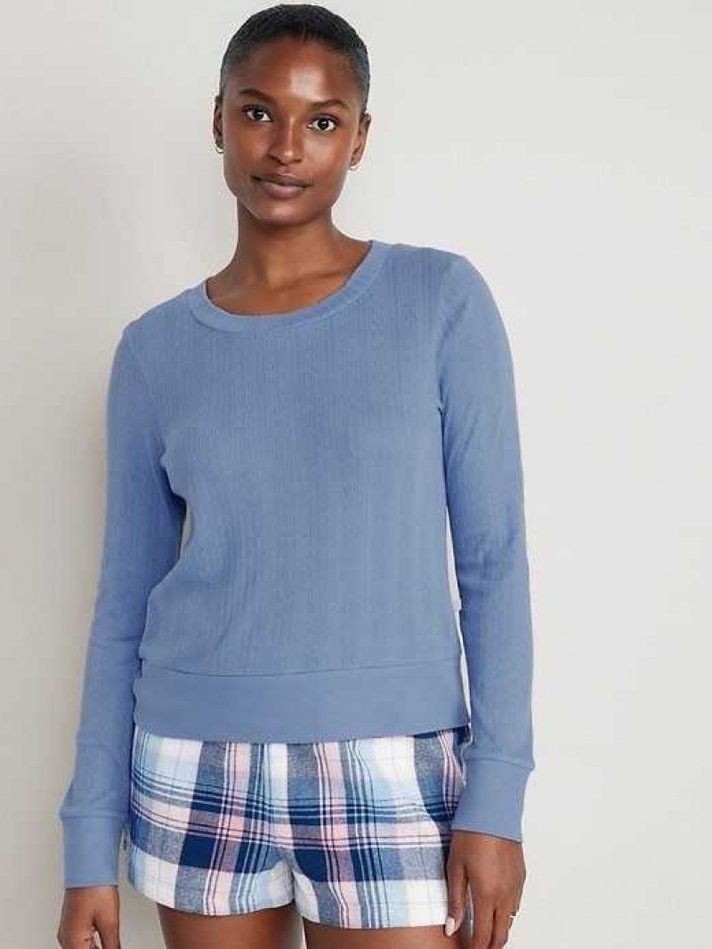 Old Navy Pointelle-Knit Cropped Pajama Top Blue | JBC763925