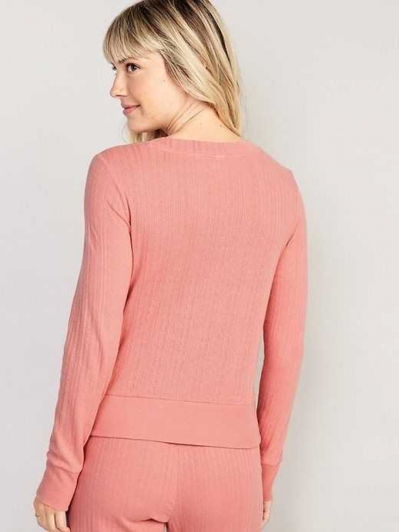 Old Navy Pointelle-Knit Cropped Pajama Top Coral | XQS983726