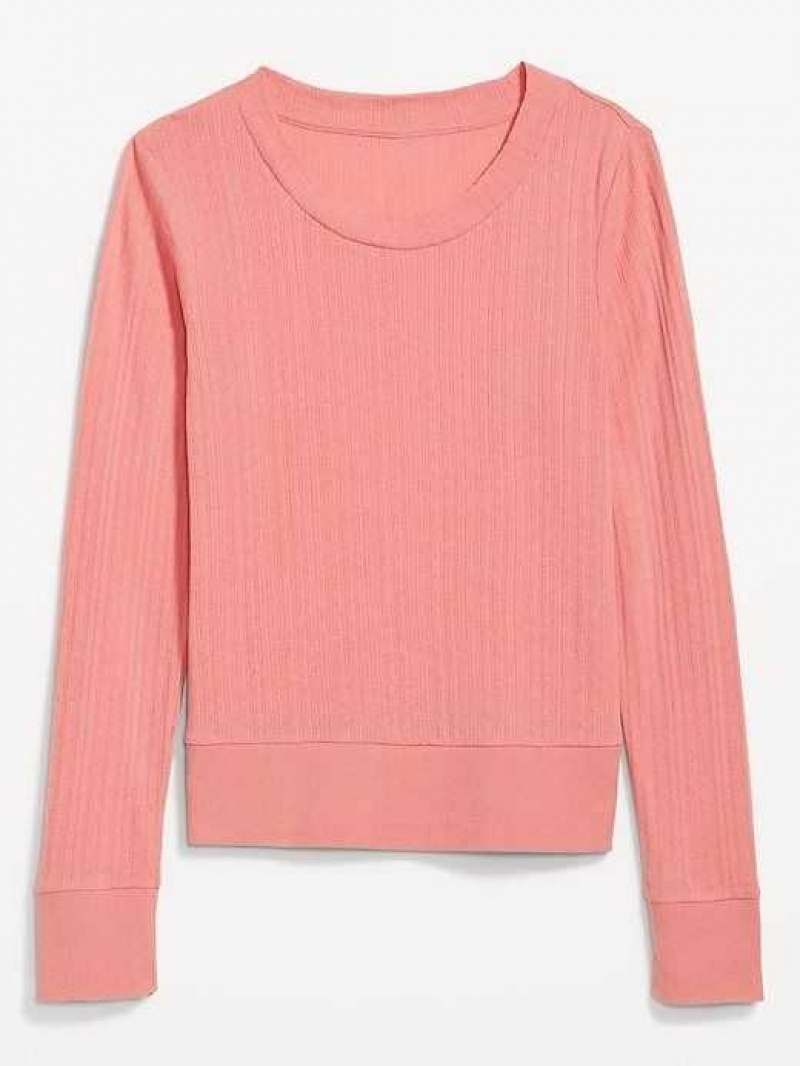 Old Navy Pointelle-Knit Cropped Pajama Top Coral | XQS983726