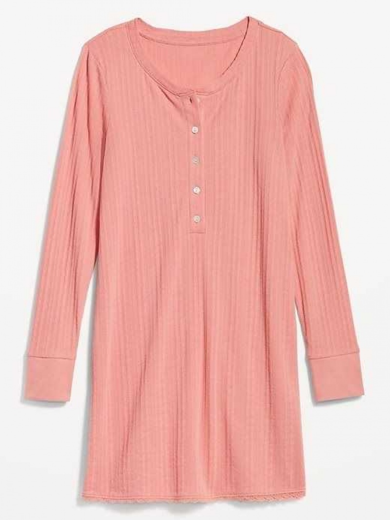 Old Navy Pointelle-Knit Henley Nightgown Coral | SQM584763