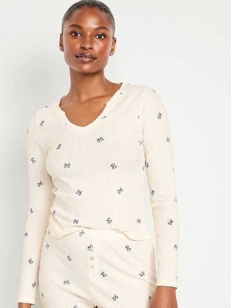 Old Navy Pointelle Knit Pajama Top Cream / Black | CKH148730