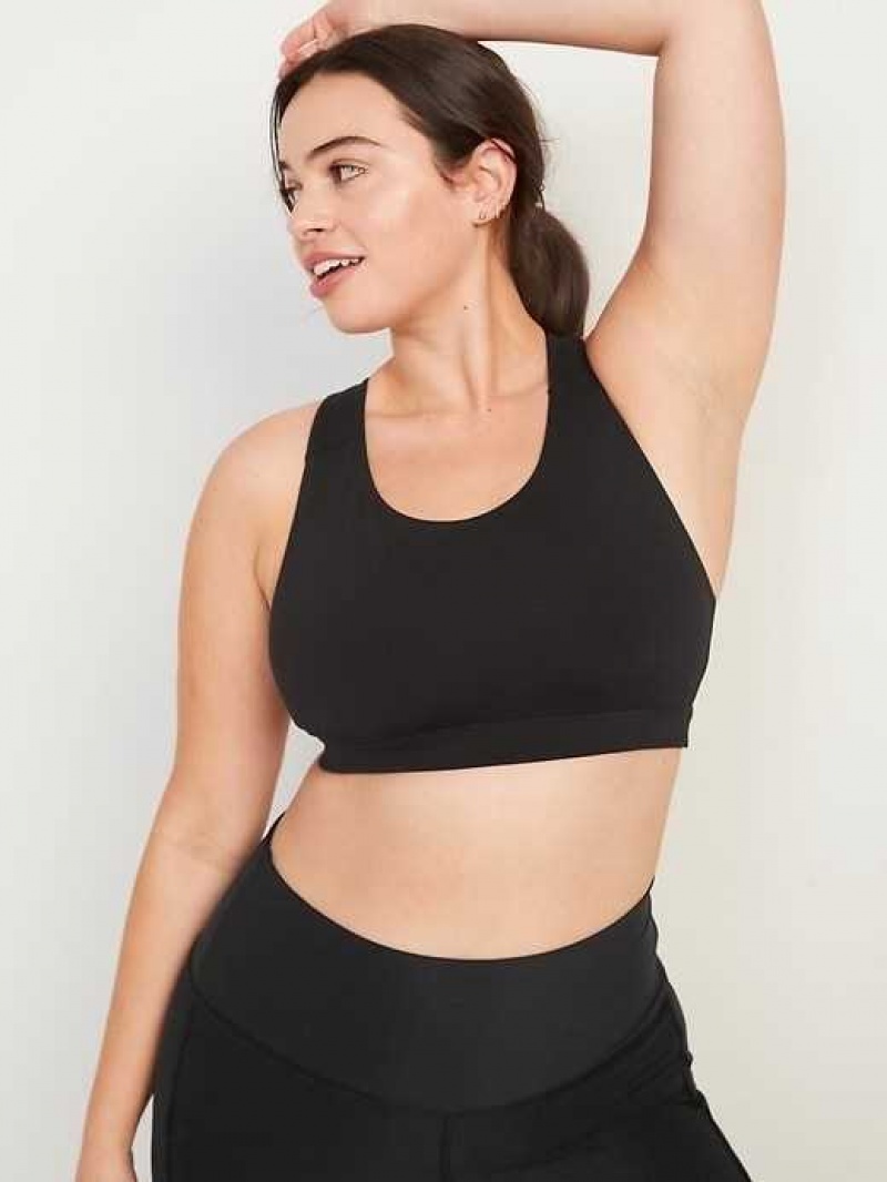 Old Navy PowerPress Strappy Sports Bra Black | NEM608743