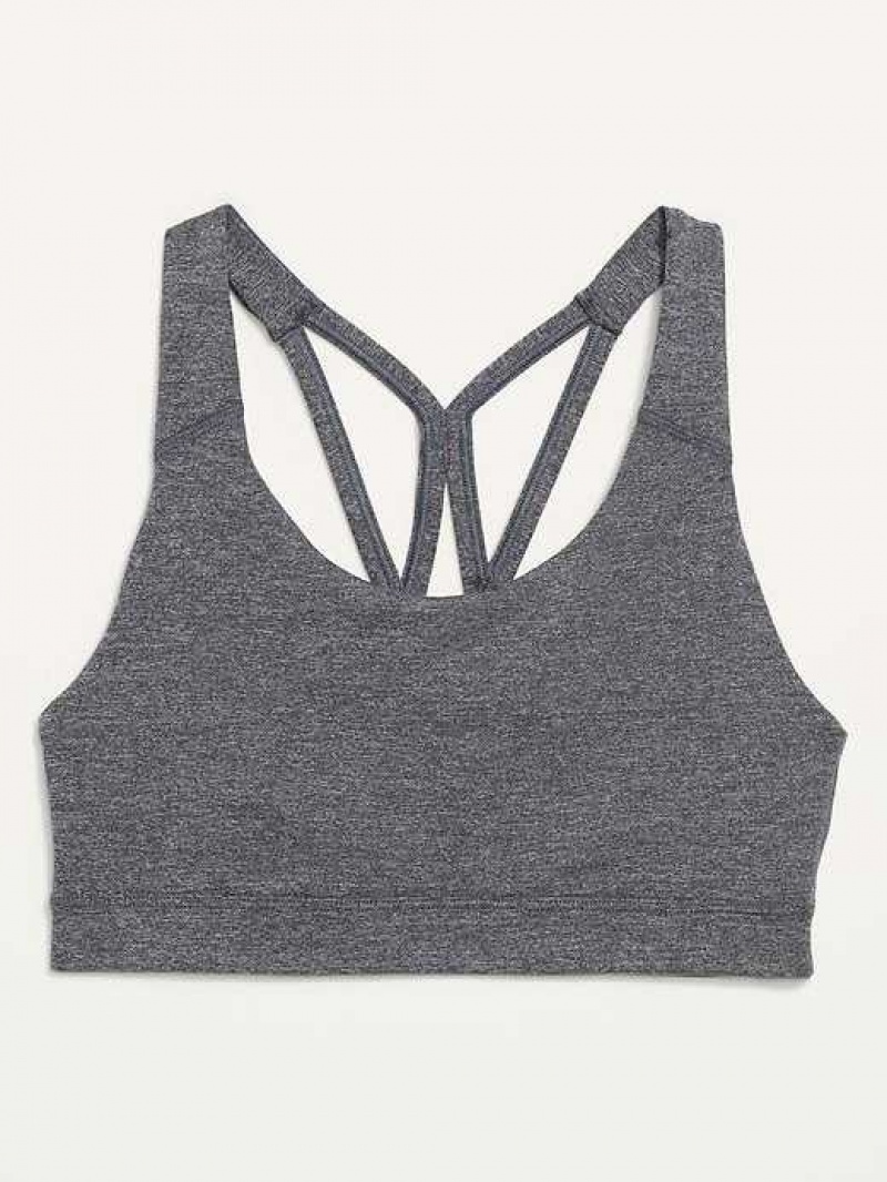 Old Navy PowerPress Strappy Sports Bra Dark Grey | PUO041829