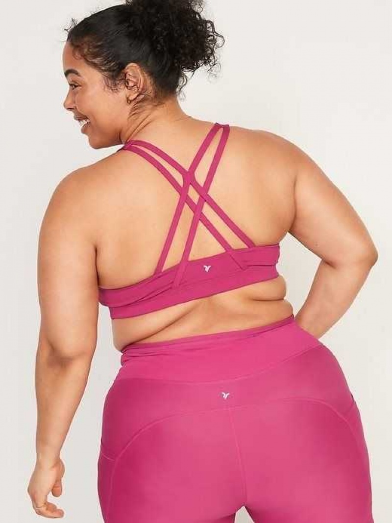 Old Navy PowerPress Strappy Sports Bra Fuchsia | BRG073249