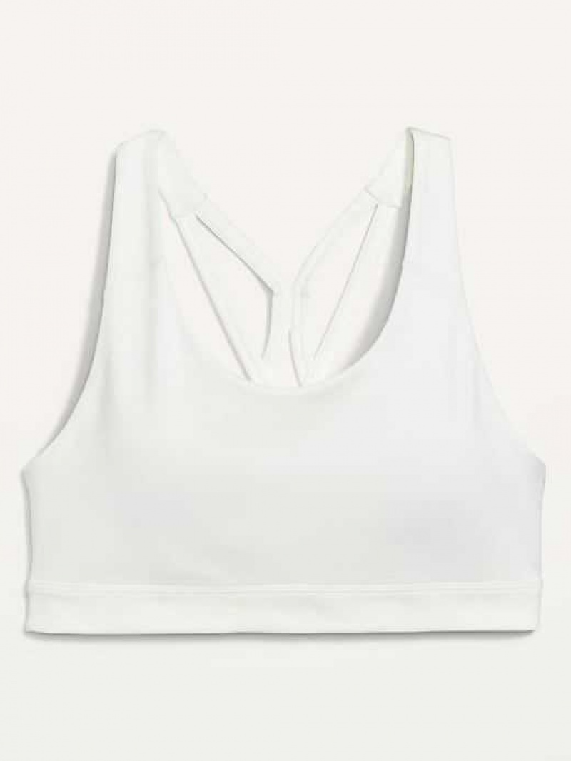 Old Navy PowerPress Strappy Sports Bra White | SYZ571048