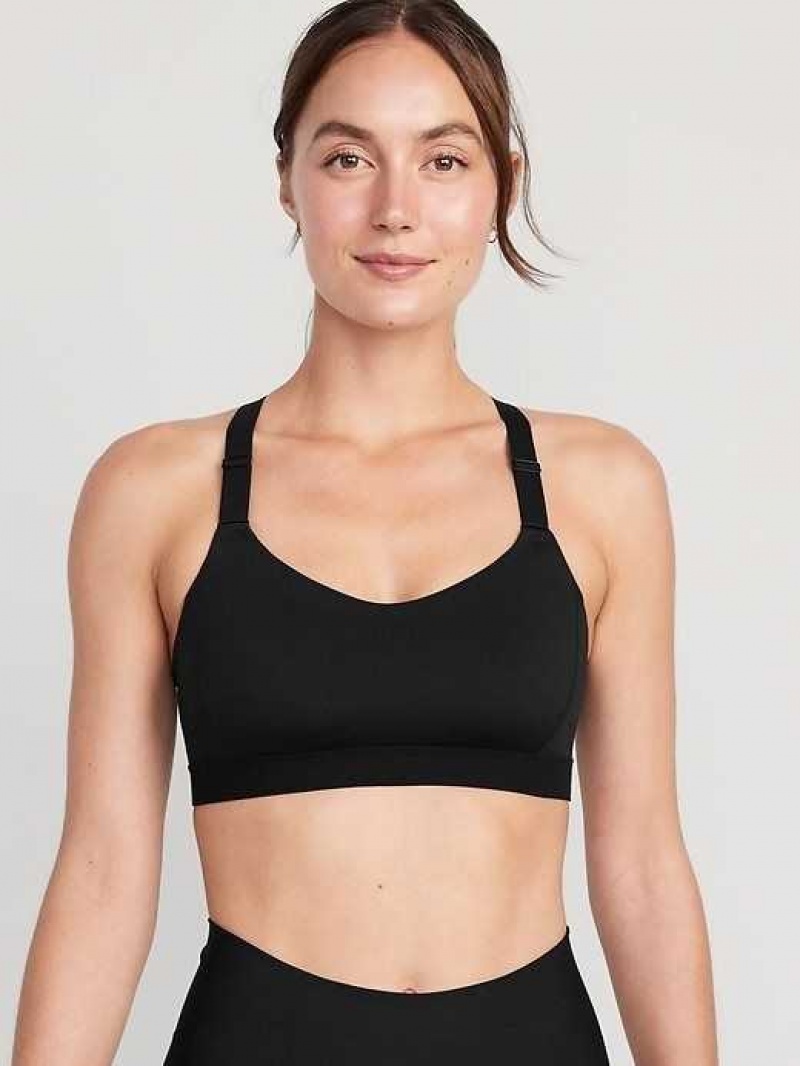 Old Navy PowerSoft Adjustable-Strap Sports Bra XS-XXL Black | UYE806973