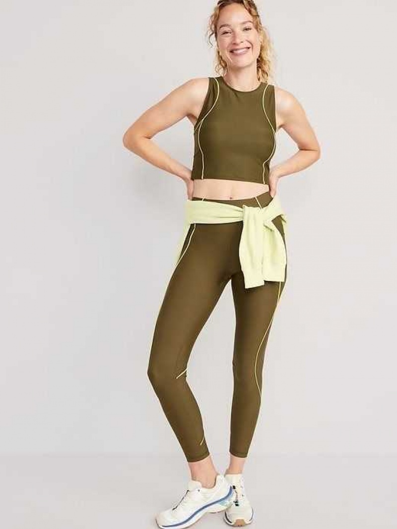 Old Navy PowerSoft Cropped Tank Top Conifer | GWC678915