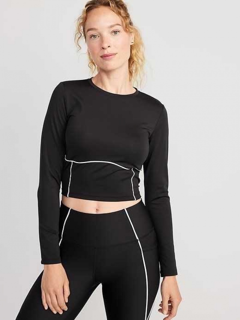 Old Navy PowerSoft Cropped Top Black / White | XPE760481