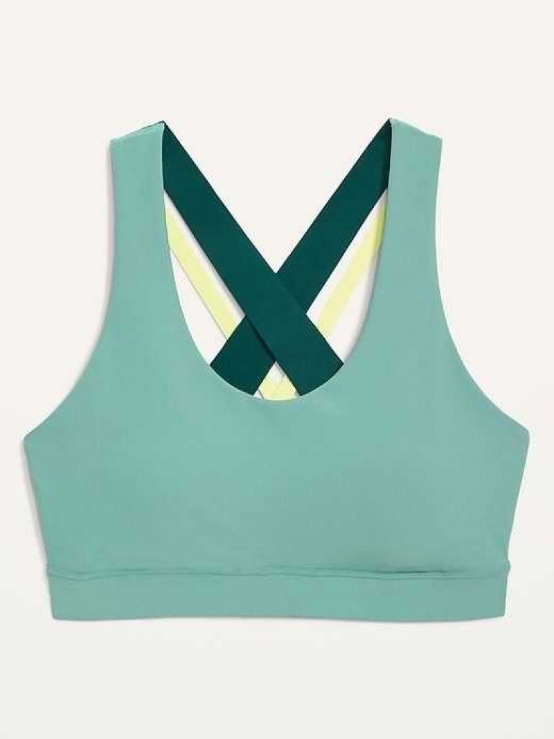 Old Navy PowerSoft Cross-Back Sports Bra Dark Green | RWX230861