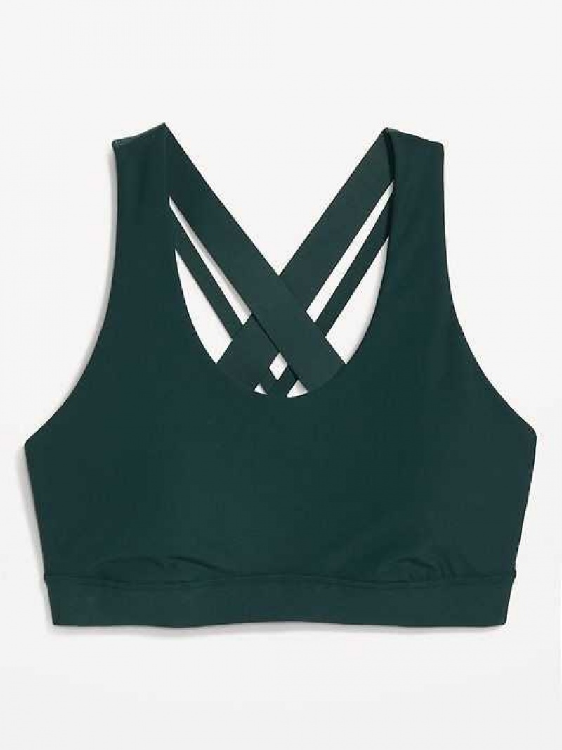 Old Navy PowerSoft Cross-Back Sports Bra Deep Green | PRZ513084