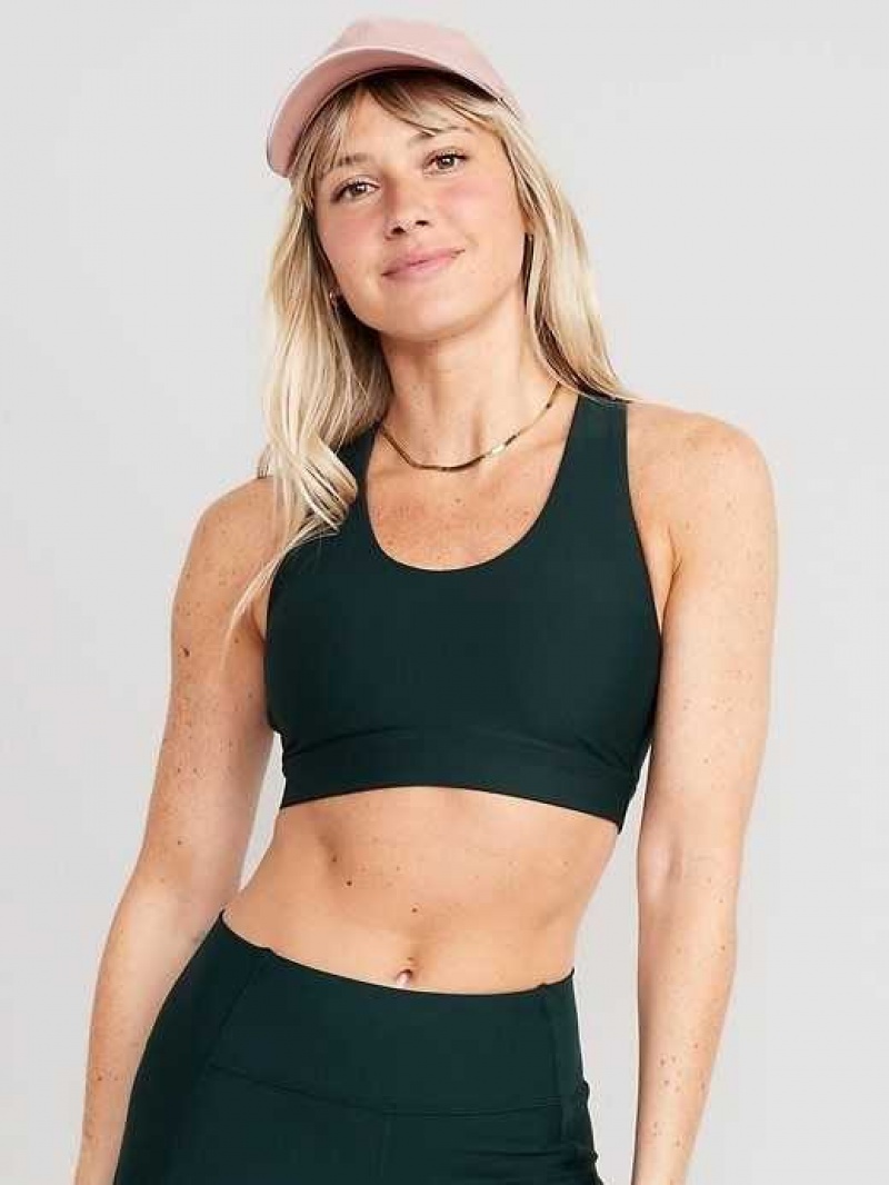 Old Navy PowerSoft Cross-Strap Sports Bra Deep Green | JUX036952