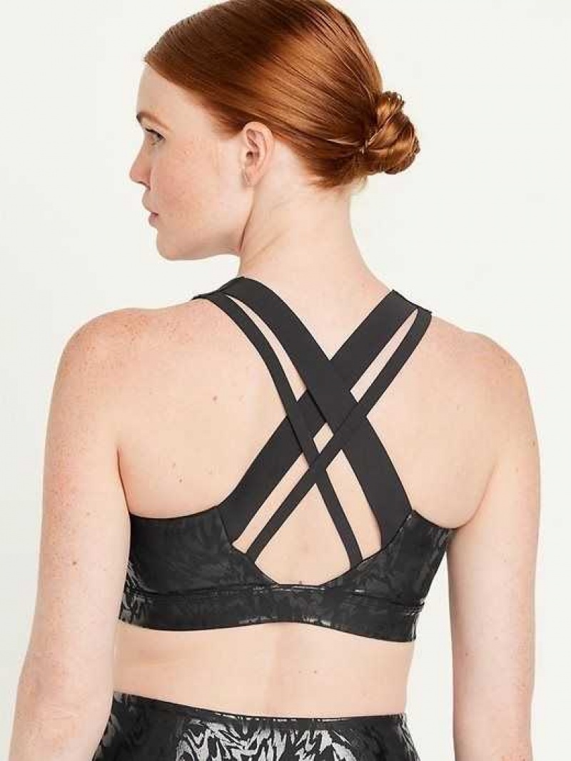 Old Navy PowerSoft Cross-Strap Sports Bra Black | FCB549170