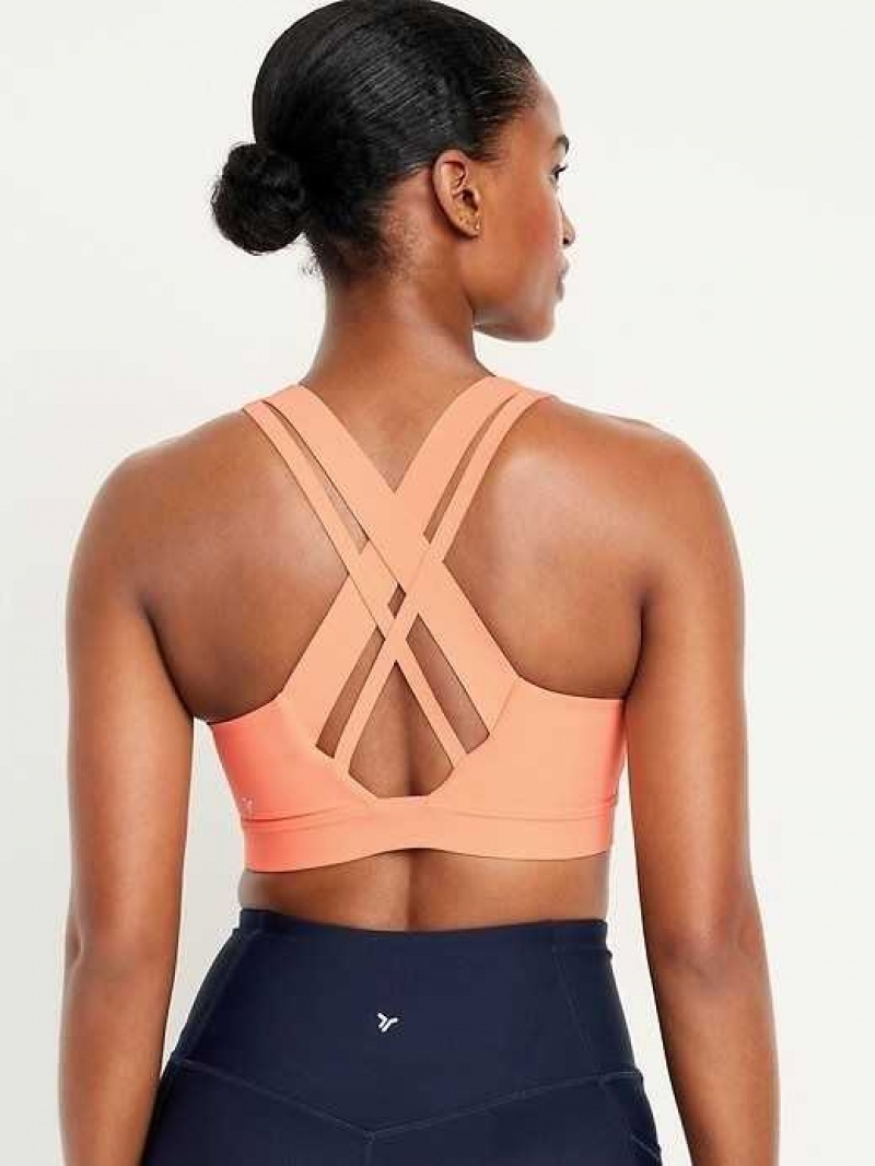 Old Navy PowerSoft Cross-Strap Sports Bra Nectar | XHP217435