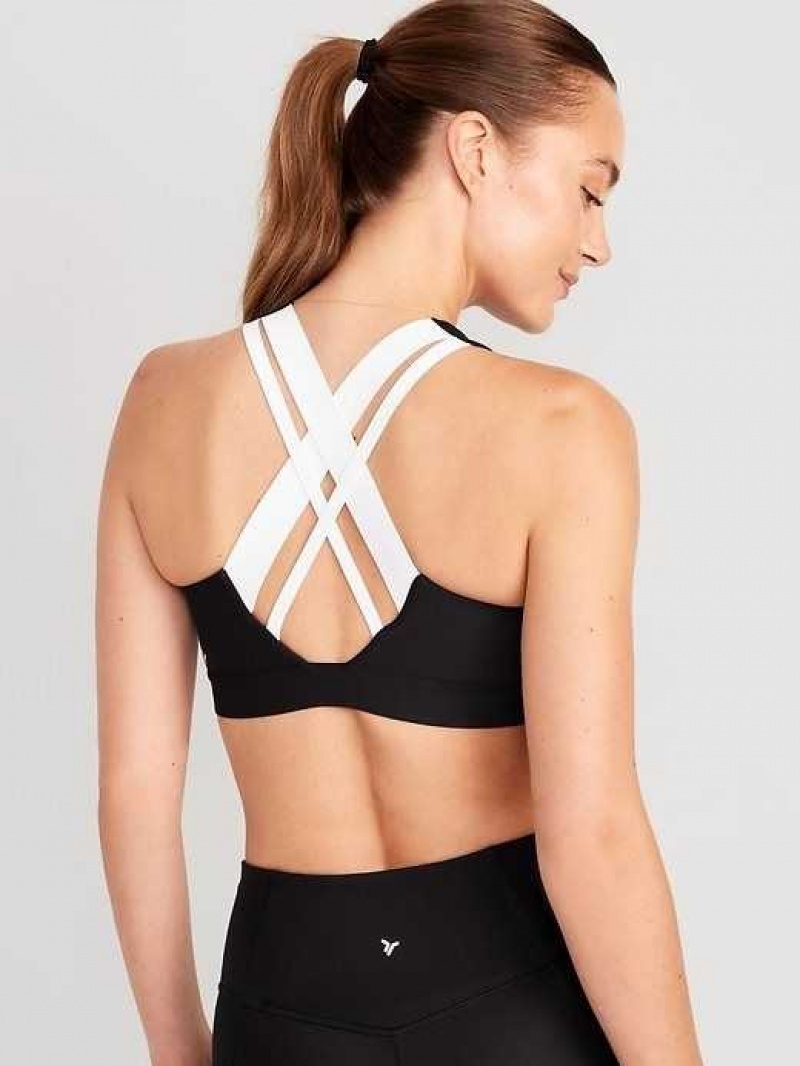 Old Navy PowerSoft Cross-Strap Sports Bra Black | XEB438279