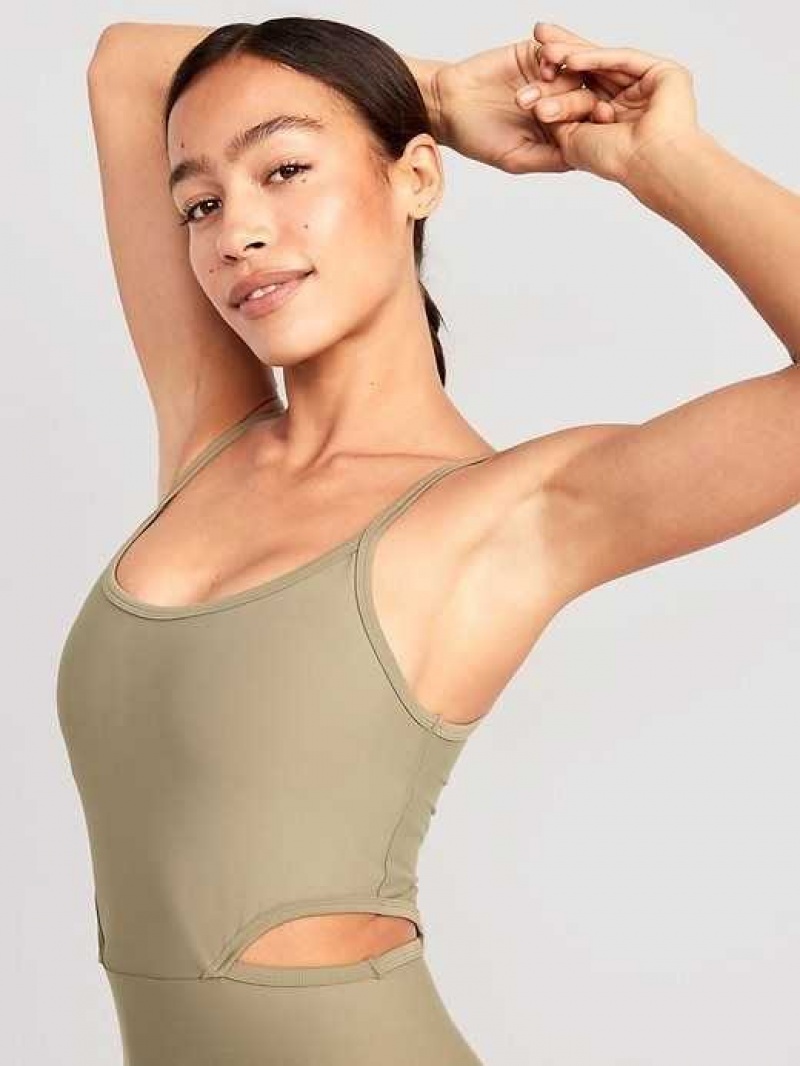 Old Navy PowerSoft Cutout-Waist Bodysuit Fir Tree | ONV127456