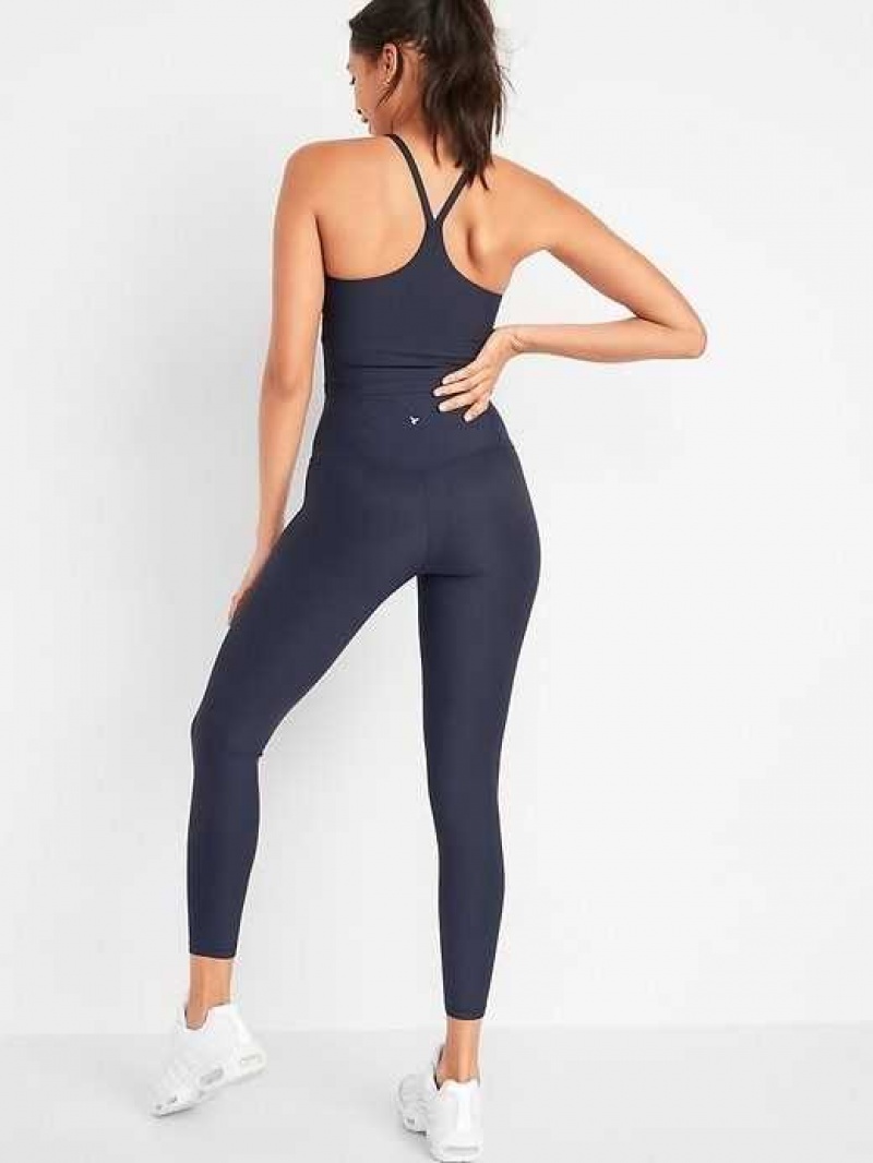 Old Navy PowerSoft Light Support Longline Sports Bra Navy | SXE104258