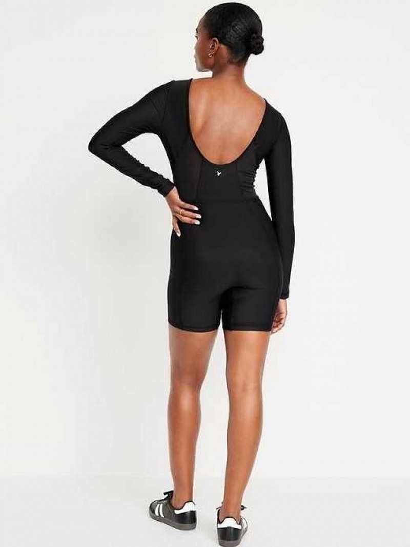 Old Navy PowerSoft Long-Sleeve Bodysuit Black | MCR165928