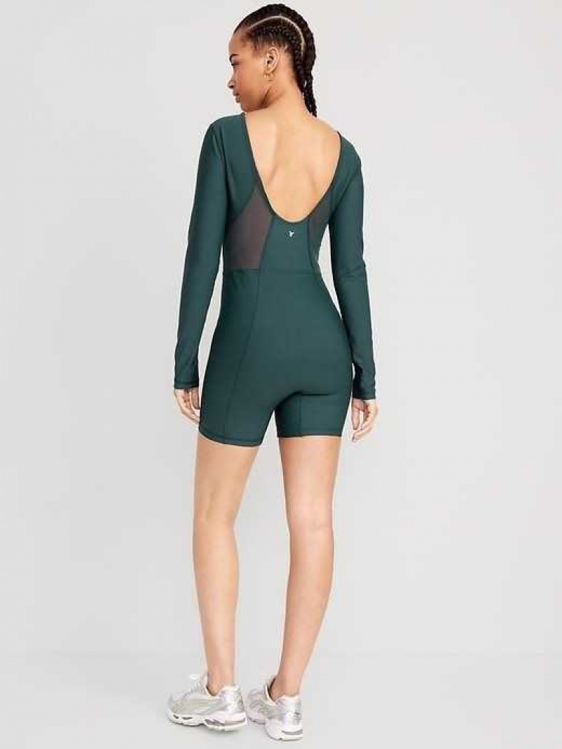 Old Navy PowerSoft Long-Sleeve Bodysuit Deep Green | VWU543067