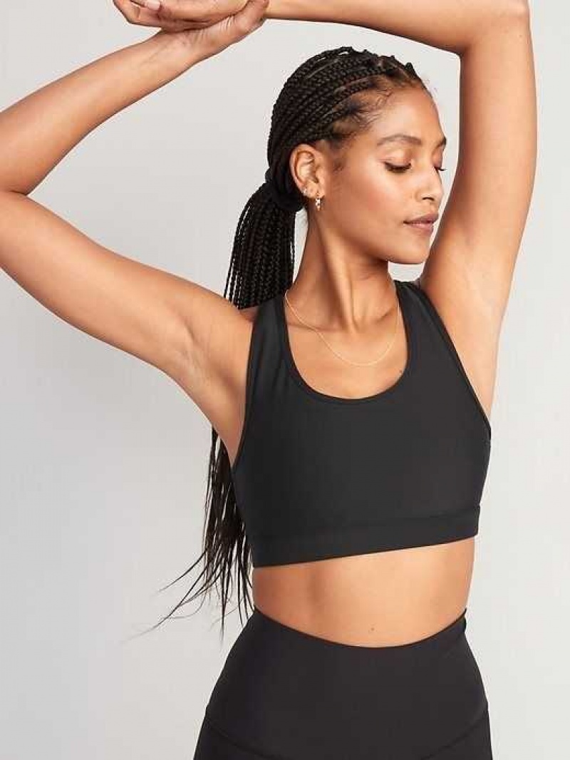 Old Navy PowerSoft Racerback Sports Bra Black | VON169870