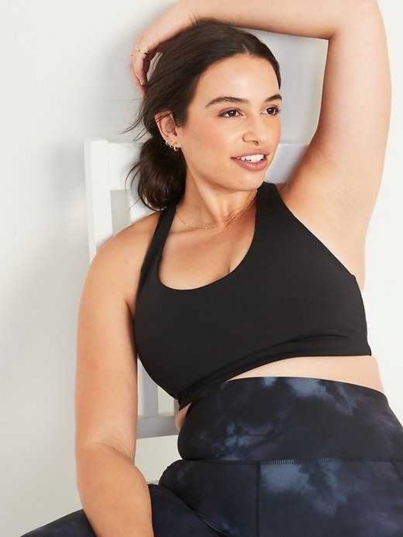 Old Navy PowerSoft Racerback Sports Bra Black | QJG459021