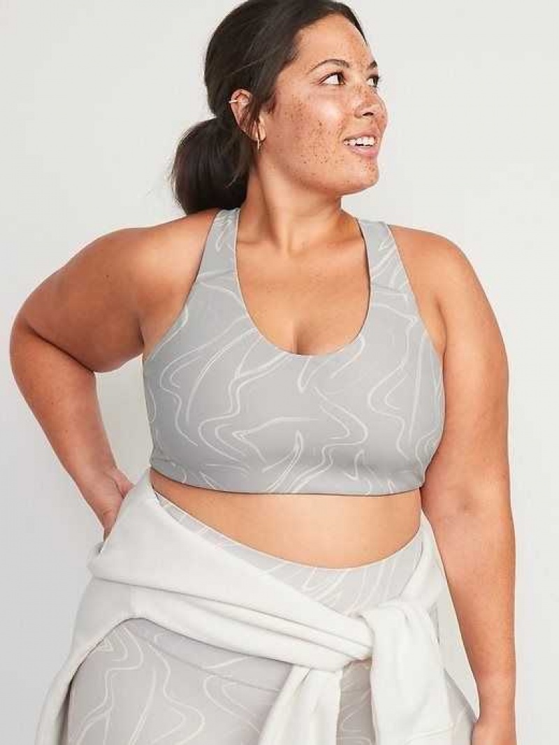 Old Navy PowerSoft Racerback Sports Bra Grey | DLQ502913