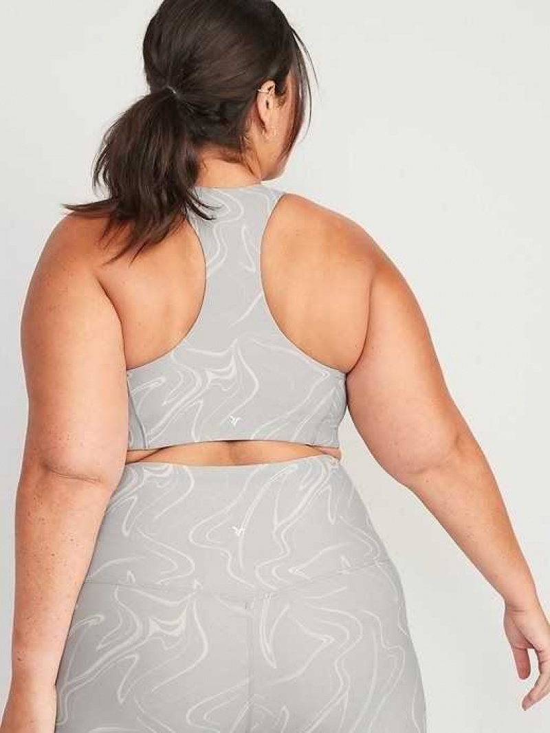 Old Navy PowerSoft Racerback Sports Bra Grey | DLQ502913