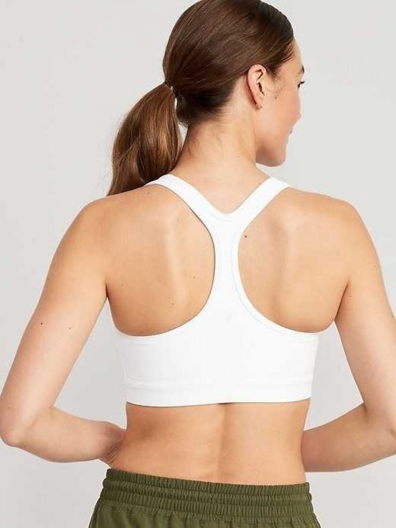 Old Navy PowerSoft Racerback Sports Bra White | AWT436980