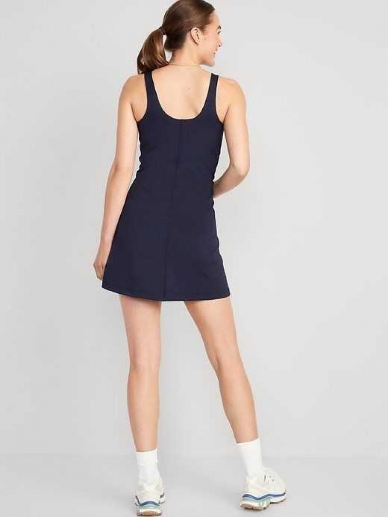 Old Navy PowerSoft Shelf-Bra Support Dress Navy | JSX043572