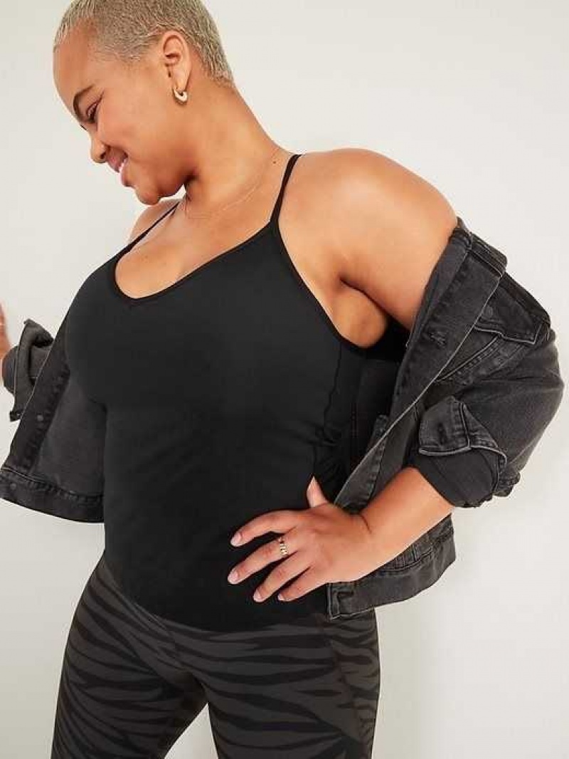 Old Navy PowerSoft Strappy Shelf-Bra Tank Top Black | VLF547389