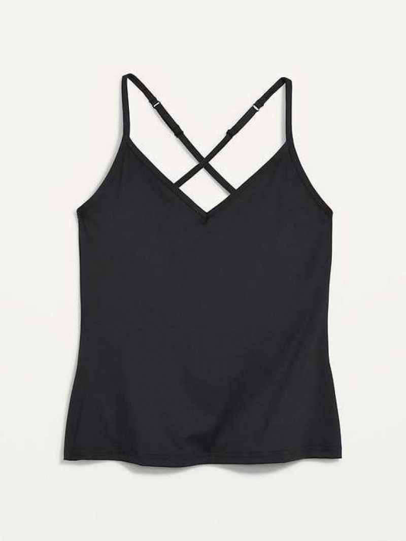 Old Navy PowerSoft Strappy Shelf-Bra Tank Top Black | VLF547389