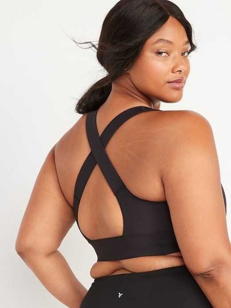 Old Navy Powersoft Cutout Sports Bra Black | XML750231