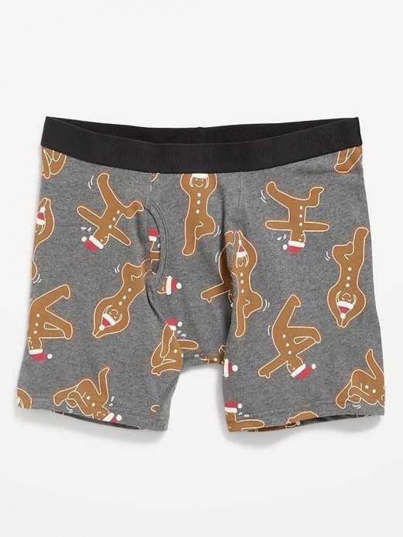 Old Navy Printed Boxer-Brief Underwear Gingerbread Man | YIG409853