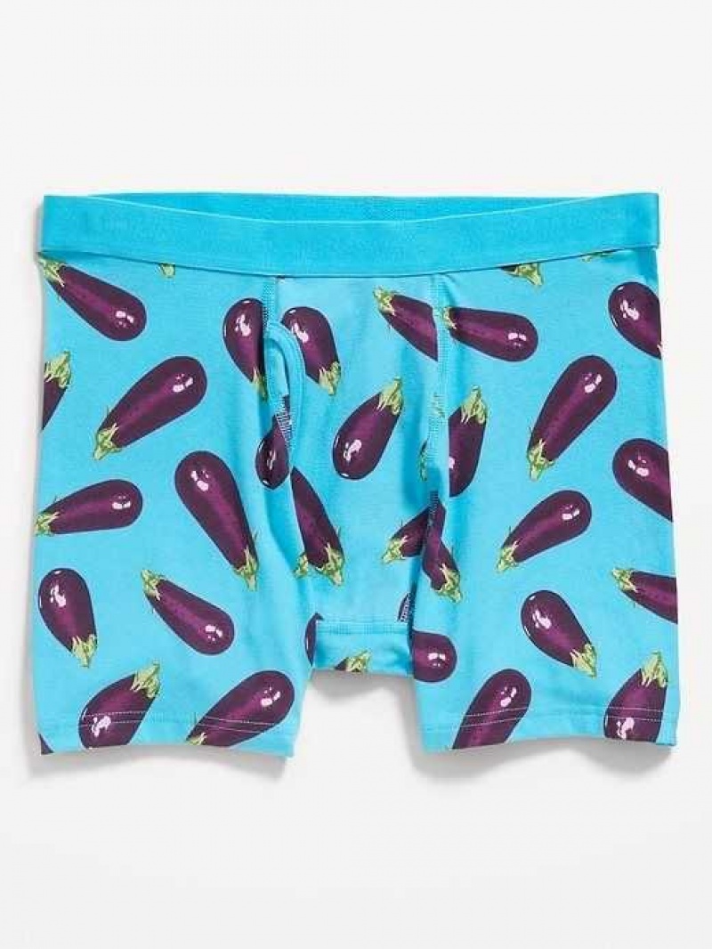 Old Navy Printed Built-In Flex Boxer-Brief Underwear Eggplant | RXN635824