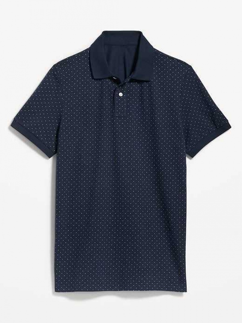 Old Navy Printed Classic Fit Pique Polo Navy / White | NAQ342076