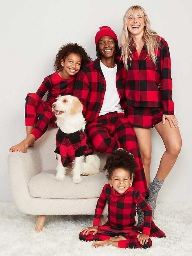 Old Navy Printed Flannel Pajama Set Red | BTL672508