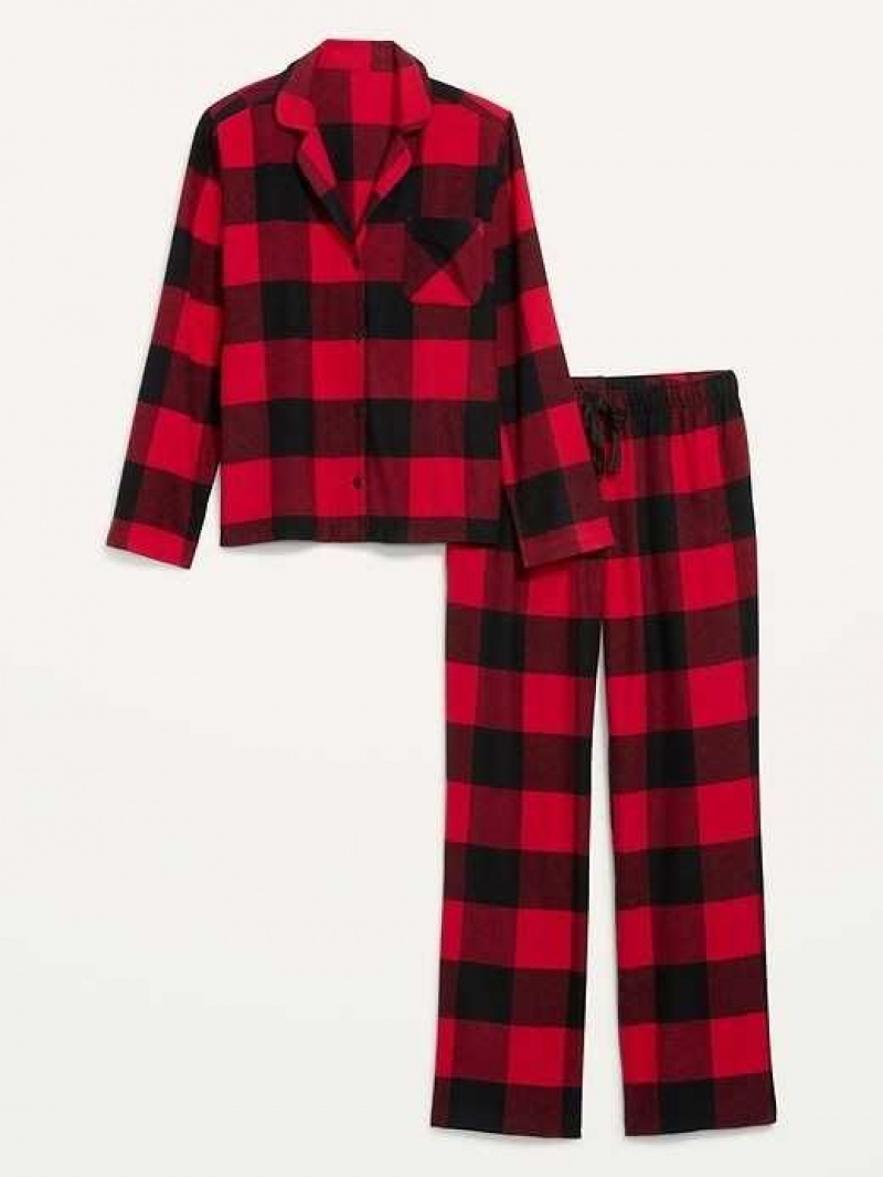 Old Navy Printed Flannel Pajama Set Red | BTL672508