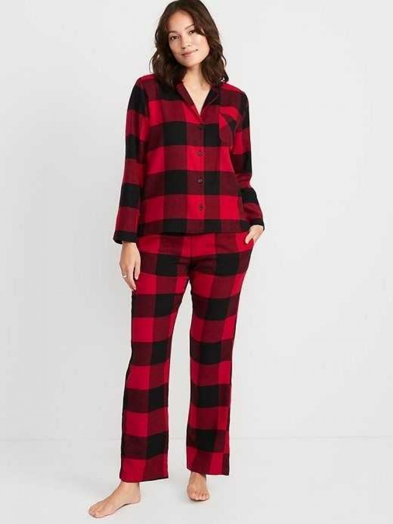 Old Navy Printed Flannel Pajama Set Red | BTL672508