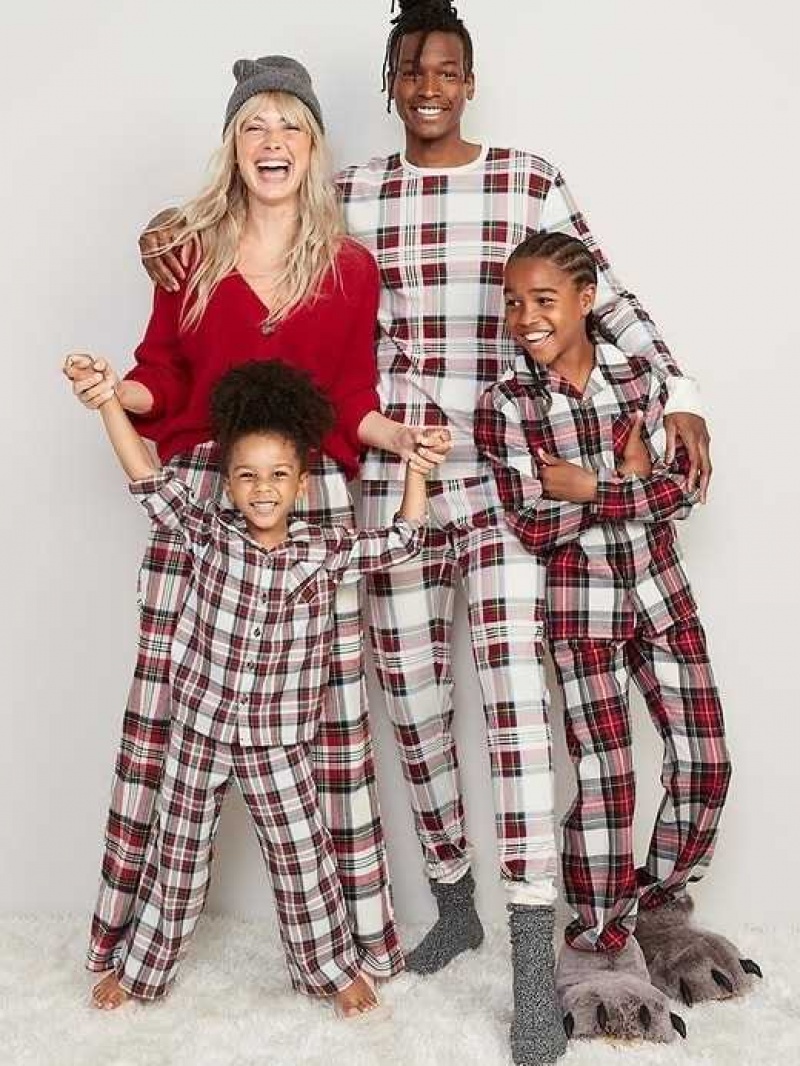 Old Navy Printed Flannel Pajama Set White | TMY816439