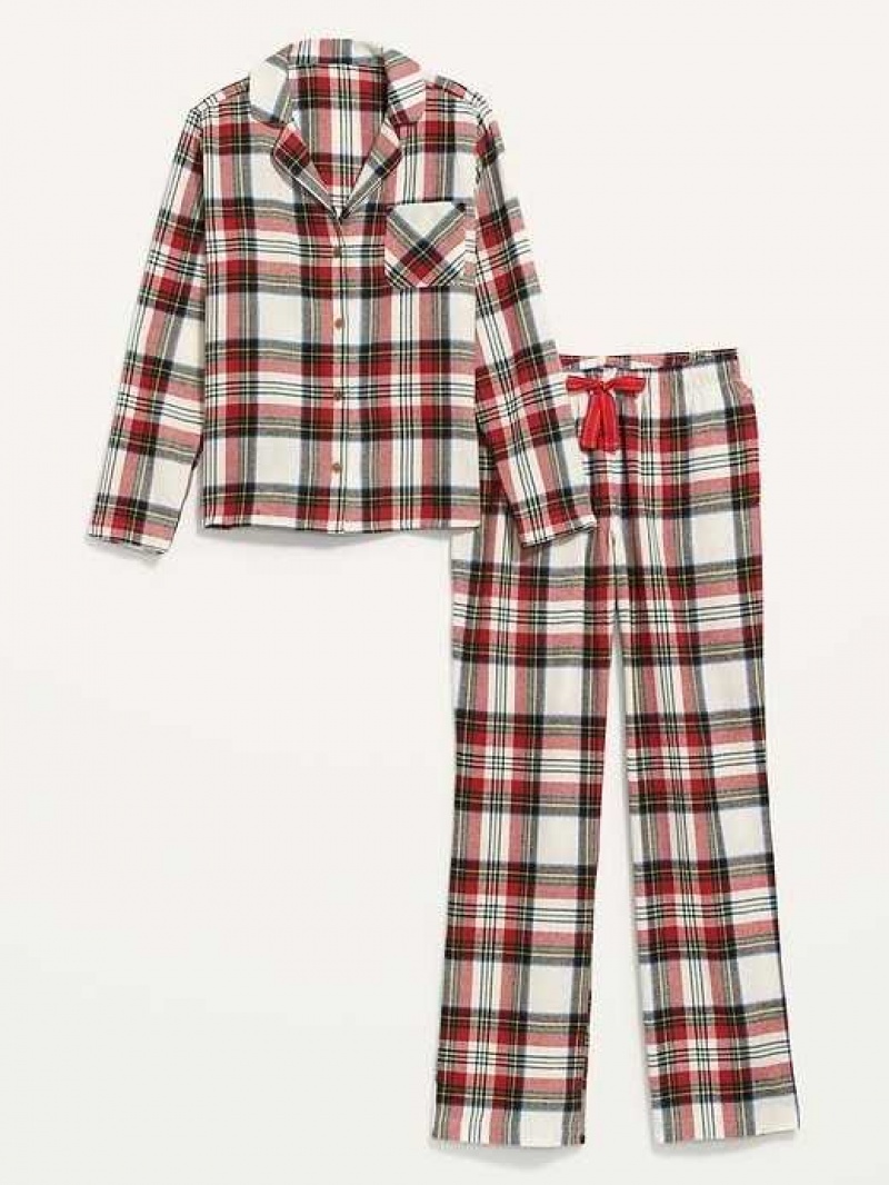 Old Navy Printed Flannel Pajama Set White | TMY816439