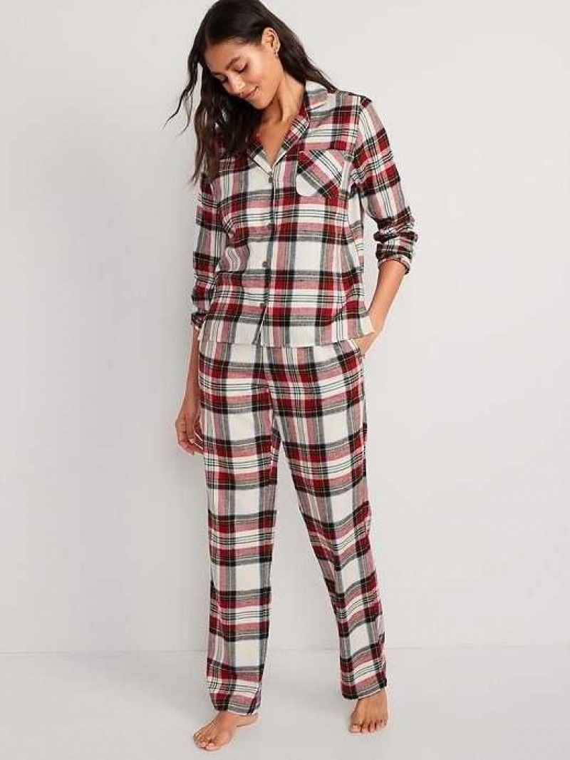 Old Navy Printed Flannel Pajama Set White | TMY816439