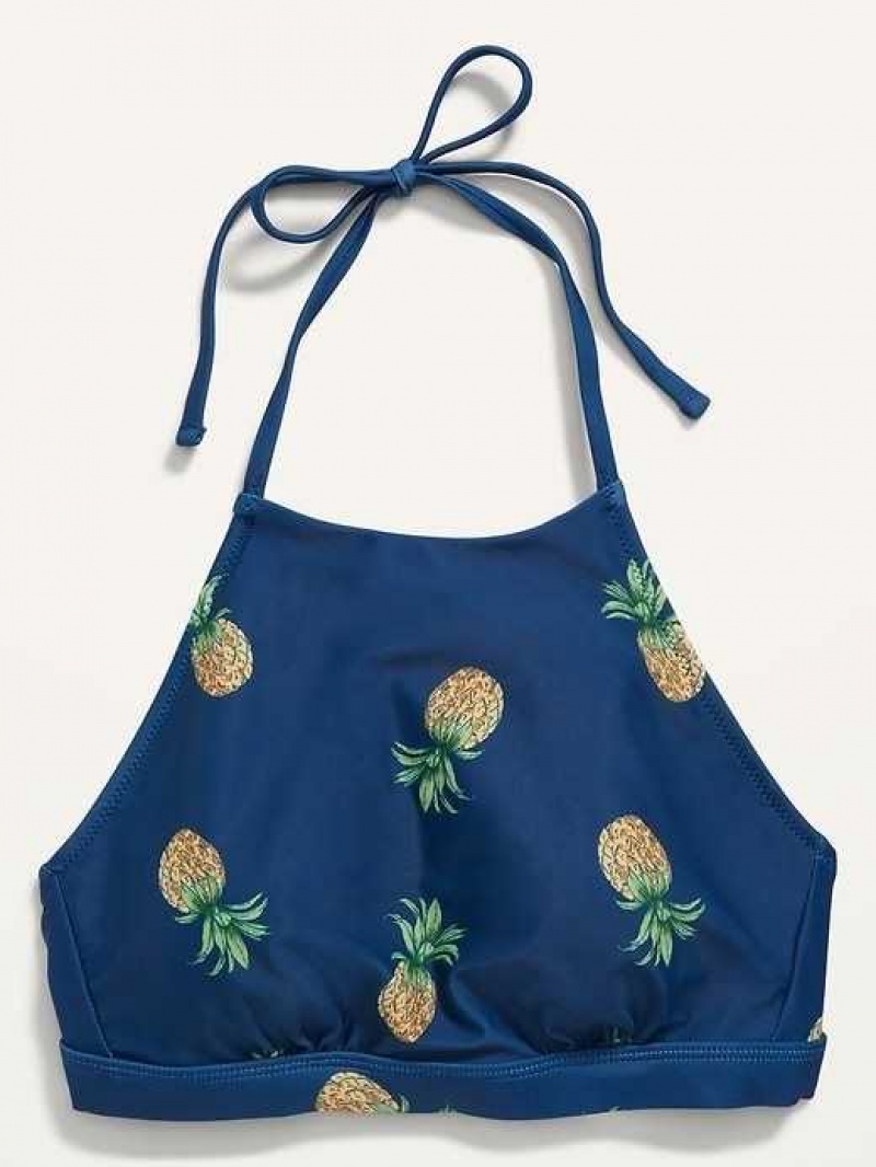 Old Navy Printed Halter Cropped Swim Top Pineapple Posse | TEU026837